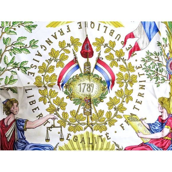 Hermes Tricolor and Gold Silk Scarf - Picture 4 of 11